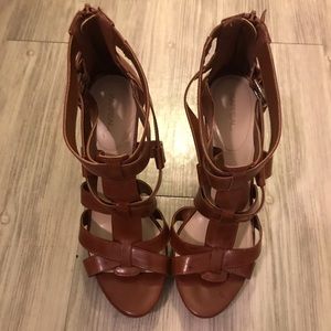 Brown Xappeal Strappy Heels Size 9
